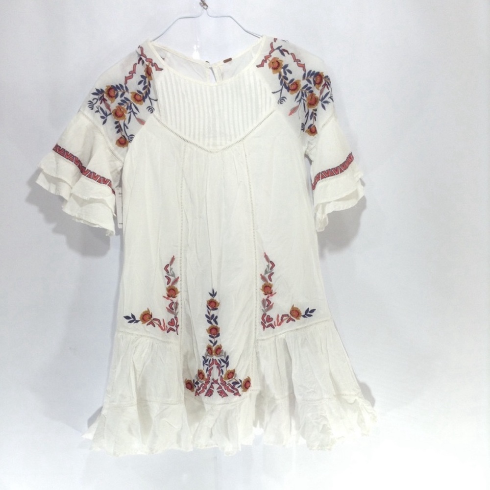 Free People Pavlo Floral Embroidered Mini Shift Dress Boho Womens XS - Picture 2 of 6